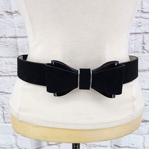 WHBM Bow Belt Suede Leather Glam Twee Black Size Medium Formal Cocktail Gala